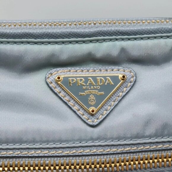 PRADA Shoulder Bag Nylon Light Blue Gold Auth - Picture 9 of 16